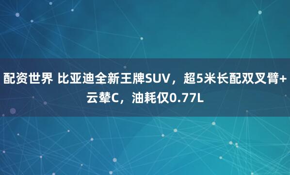 配資世界 比亞迪全新王牌SUV，超5米長(zhǎng)配雙叉臂+云輦C，油耗僅0.77L